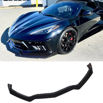 For 2020-2024 Chevy Corvette C8 Lower Bumper Splitter Painted 2PCs Front Lip Gloss Black